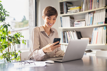 Businesswoman on phone working