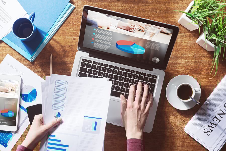 Financial report on laptop