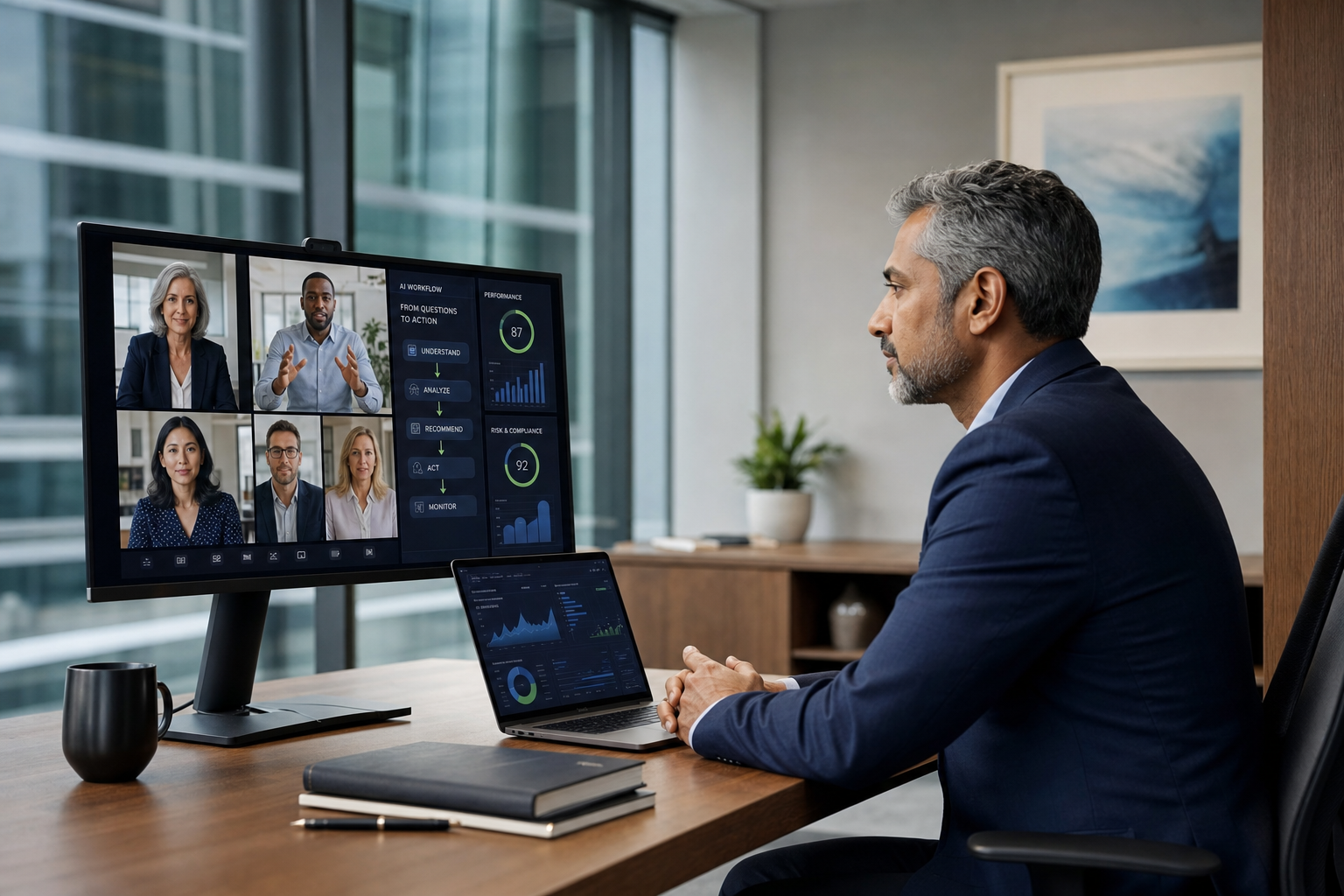 Executive in Virtual AI Strategy Session