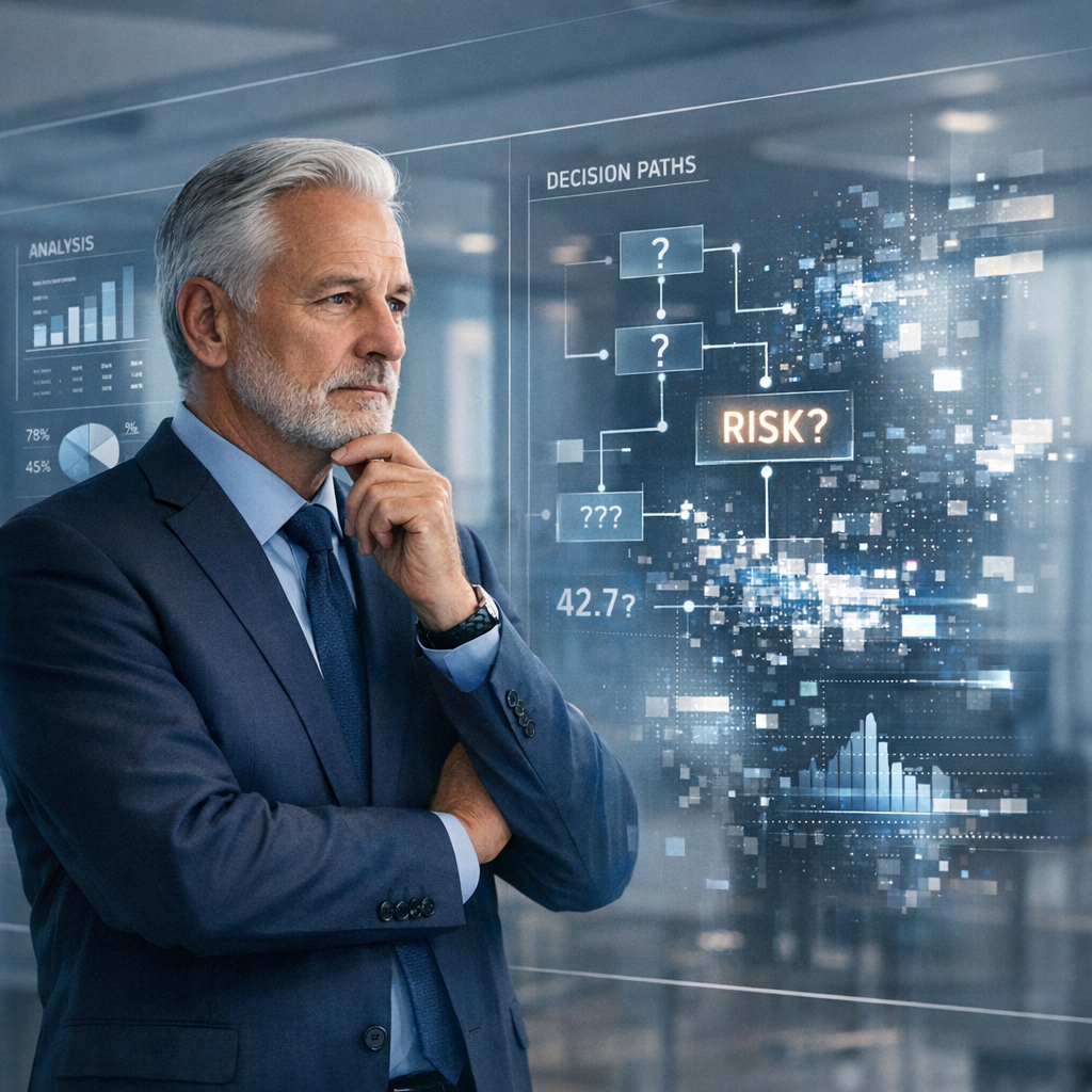 Senior Executive Analyzing AI Data in Modern Office-1