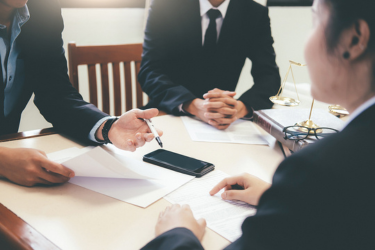 Lawyer and attorney having meeting