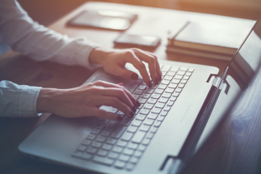 Working at home with laptop