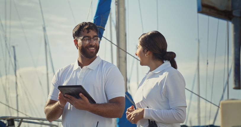 Boat Workers discussing logistics